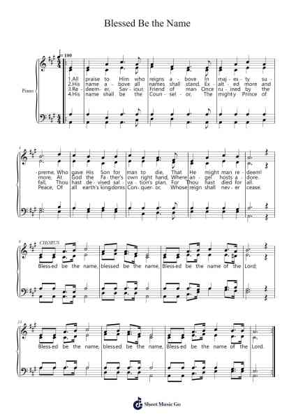 Blessed Be the Name Sheet Music by RALPH E. HUDSON-Arr.Wooraine Fintis