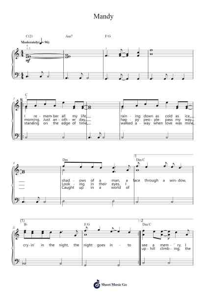 Mandy Sheet Music by Barry Manilow-Arr.Clairenor Jouvic