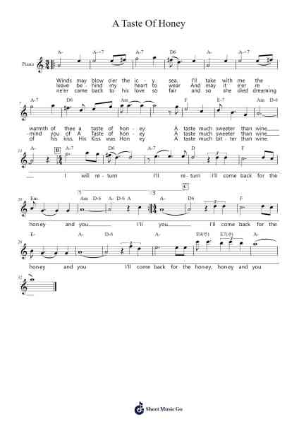 A Taste Of Honey Notenblatt von Bobby Scott-Arr.Brownegill Orbel