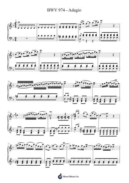 Keyboard Concerto in D Minor, BWV 974: II. Adagio Sheet Music by Johann Sebastian Bach-Arr.Wescan
