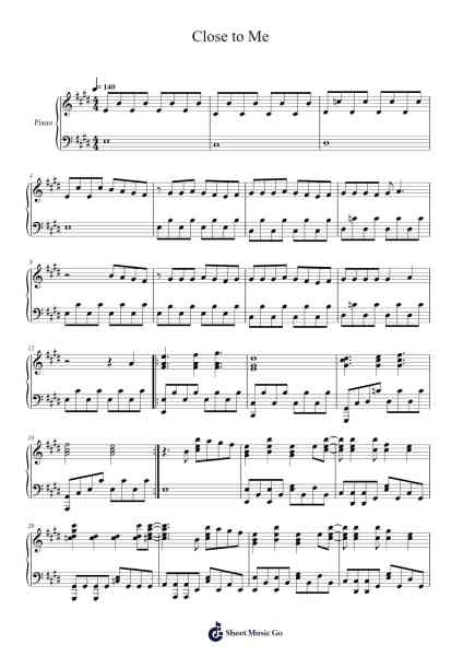 Close to Me Sheet Music by Ellie Goulding-Arr.Rodch Xeel