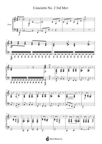 Concierto No. 2 3rd Mov Sheet Music by Chocorrol Racsor-Arr.Geofchael