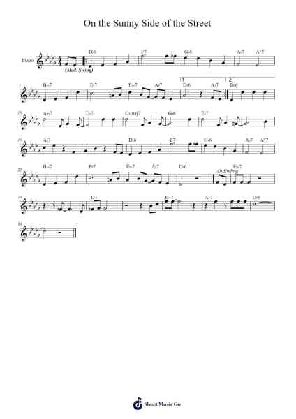 On the Sunny Side of the Street Sheet Music by Forschard-Arr.Lytckey Comnel