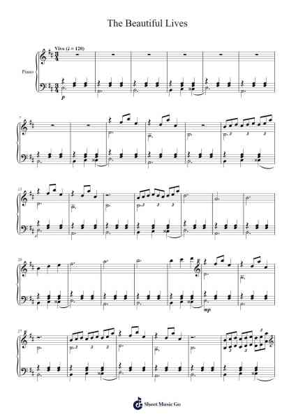 The Beautiful Lives Sheet Music by Odefred-Arr.Payyule