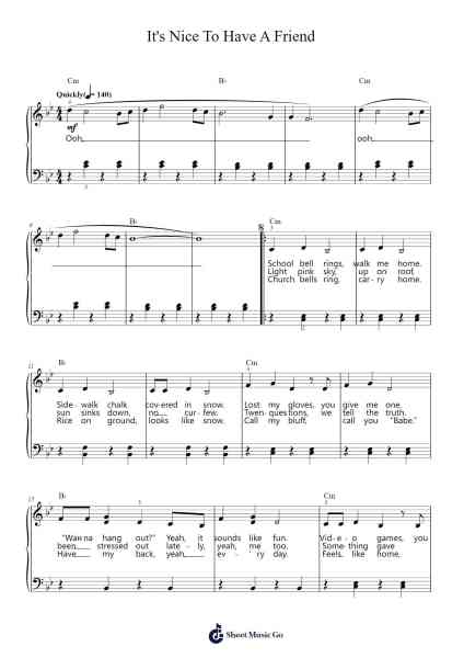 It's Nice To Have A Friend Sheet Music by Taylor Swift-Arr.Northrone Kitnice