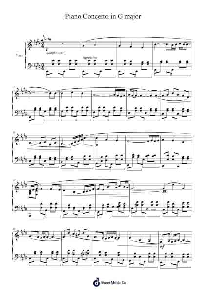 Piano Concerto in G Major - II. Adagio assai Sheet Music by Maurice Ravel-Arr.Dempdawn Ftance
