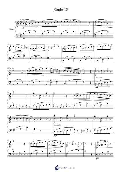 Elementary Studies, Op. 176: Etude 18 by Jean Baptiste Duvernoy Sheet Music by Jean-Baptiste Duvernoy-Arr.Glacarr