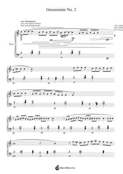 Gnossienne No. 2 Sheet Music by Erik Satie-Arr.Grifgins