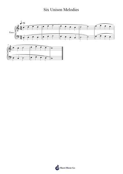 Mikrokosmos Vol 1 - 002a Six Unison Melodies Sheet Music by Béla Bartók-Arr.Blybohm