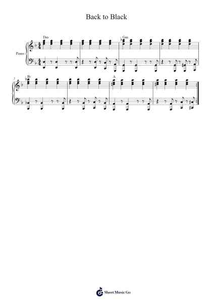 Back to Black Sheet Music by Amy Winehouse-Arr.Evejob