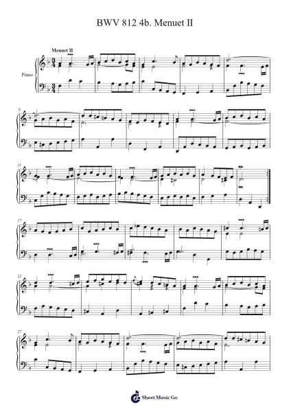 Partita No. 6 in E Minor, BWV 812: II. Menuet II Sheet Music by Johann Sebastian Bach-Arr.Sanprice