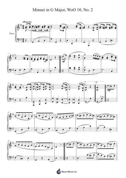 Minuet in G Major, WoO 10, No. 2 Sheet Music by Ludwig van Beethoven-Arr.Beerthune