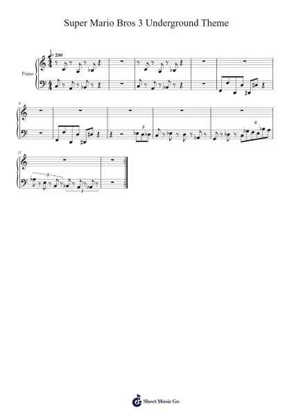 Super Mario Bros 3 Underground Theme Sheet Music by Koji Kondo-Arr.Ronbard