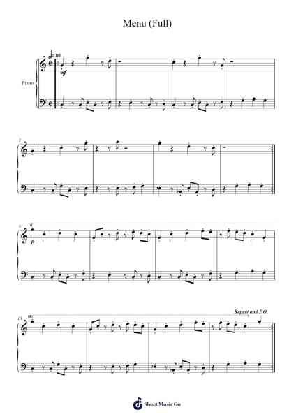 Menu (Full) Sheet Music by TOBY FOX-Arr.Quingar