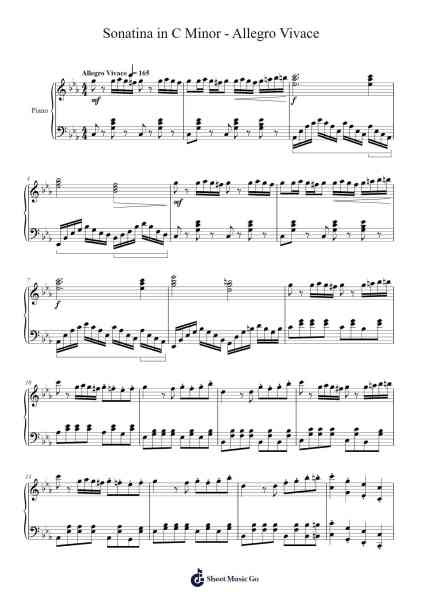 Sonatina in C Minor - Allegro Vivace Sheet Music by Nicholas Locke-Arr.Junerald
