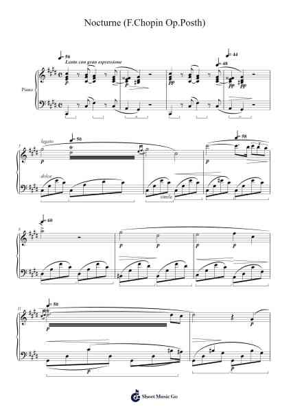 Nocturne in C-sharp Minor, Op. Posth. Sheet Music by Frédéric Chopin-Arr.Montyet