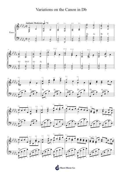 Variations on the Canon in Db remix Sheet Music by George Winston-Arr.Stowemon