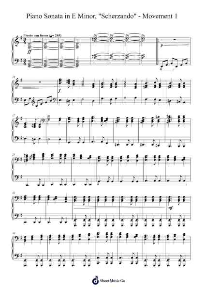Piano Sonata in E Minor, "Scherzando" - Movement 1 Sheet Music by Cookeda-Arr.Blycarr