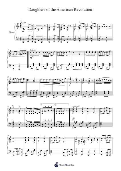 Daughters of the American Revolution Musica per pianoforte di J Bodewalt Lampe - Arr.Merdawn