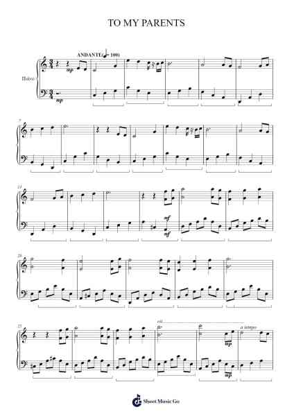 TO MY PARENTS Sheet Music by Συμεών Συμεωνίδης-Arr.Nelbby Samgan