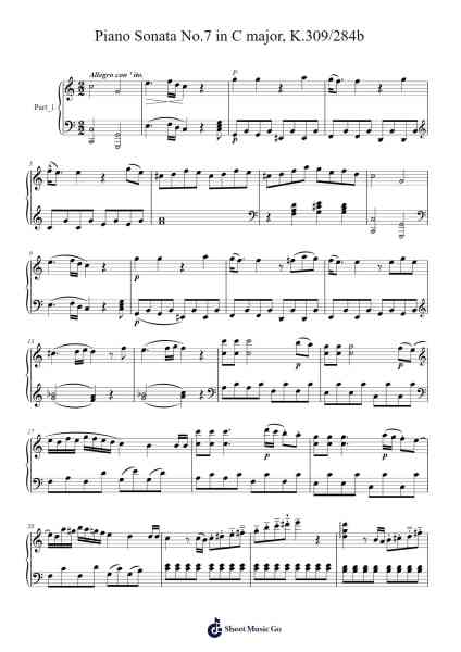 Piano Sonata No. 7 in C Major, K. 309/284b Sheet Music by Wolfgang Amadeus Mozart-Arr.Nellvi
