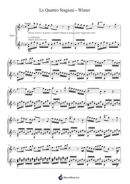 Le Quattro Stagioni - Winter Sheet Music by Antonio Vivaldi-Arr.Polriah