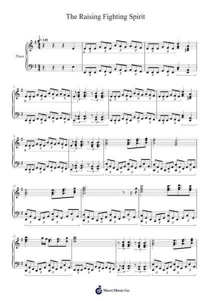 The Raising Fighting Spirit Sheet Music by undefined-Arr.Drewyes Deirty