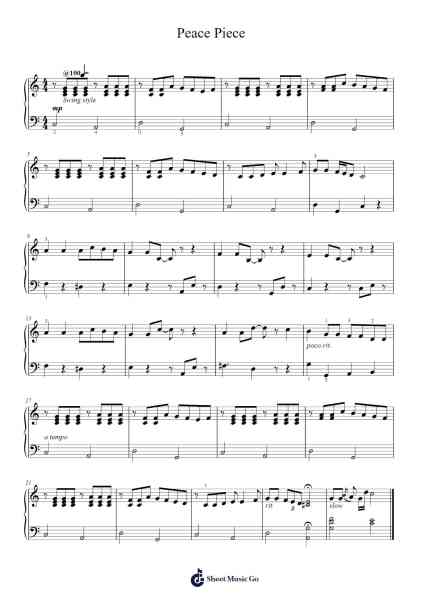 Peace Piece Sheet Music by Denis Thompson-Arr.Bartther Benxon