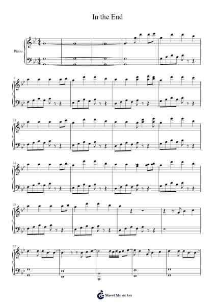 In The End Sheet Music by Linkin Park-Arr.Greydre Keithburne