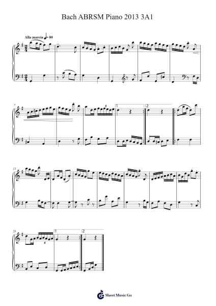 Bach ABRSM Piano 2013 3A1 Sheet Music by Carl Philipp Emanuel Bach-Arr.Gasgreve Ausnal