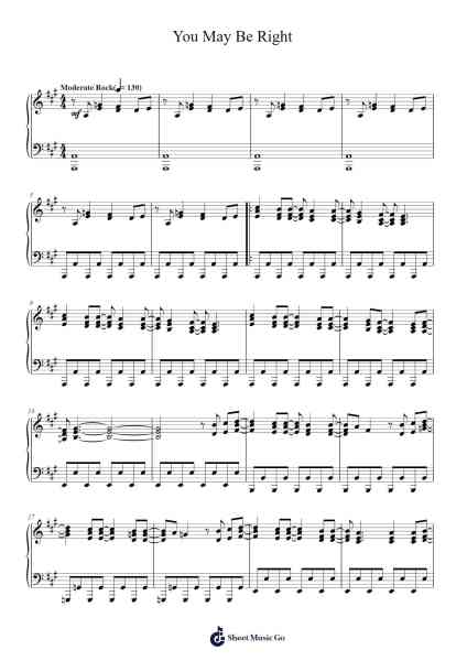 You May Be Right Sheet Music by Billy Joel-Arr.Fanses Tabyoung