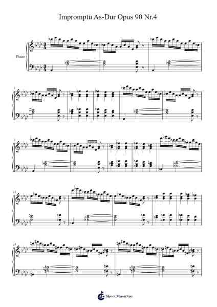 Impromptu in A-flat Major, Op. 90, No. 4 Sheet Music by Franz Schubert-Arr.Maujean Clairerist