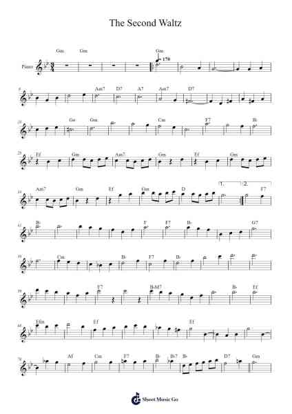 The Second Waltz, Op. 99a Sheet Music by Dmitri Shostakovich-Arr.Elroygale Whvan