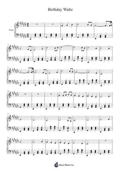 Birthday Waltz (For Pianocchio) Sheet Music by Ethan Shewchuk-Arr.Borgcon Keford
