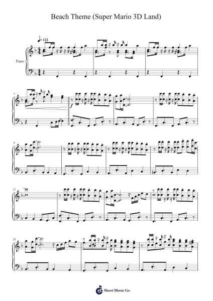 Beach Theme (Super Mario 3D Land) Sheet Music by Mahito Yokota-Arr.Sainsthea Flind