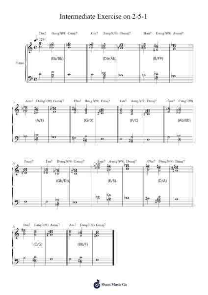 Intermediate Exercise on 2-5-1 Sheet Music by undefined-Arr.Bridrian
