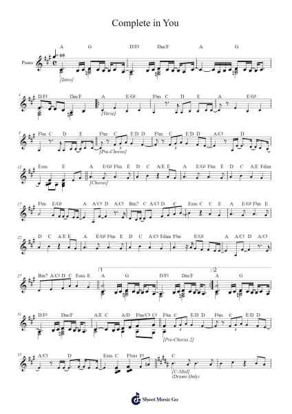 Complete in You Sheet Music by Parachute Band-Arr.Junerald