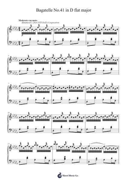 Bagatelle No.41 in D flat major Sheet Music by undefined-Arr.Deirrine Sisibyl