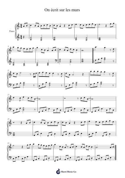 On écrit sur les murs Sheet Music by Denis Rouseau-Arr.Gailma
