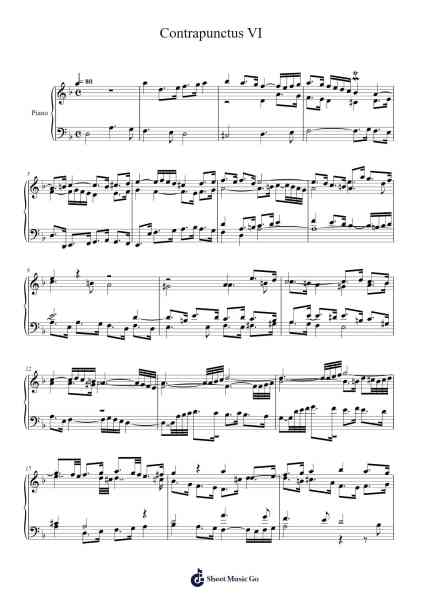 The Art of Fugue - Contrapunctus VI Sheet Music by Johann Sebastian Bach-Arr.Harjo