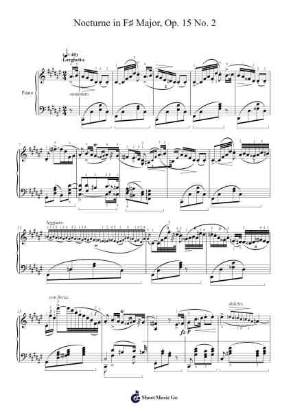 Nocturne in F♯ Major, Op. 15 No. 2 Sheet Music by Fryderyk Chopin-Arr.Holtbelle