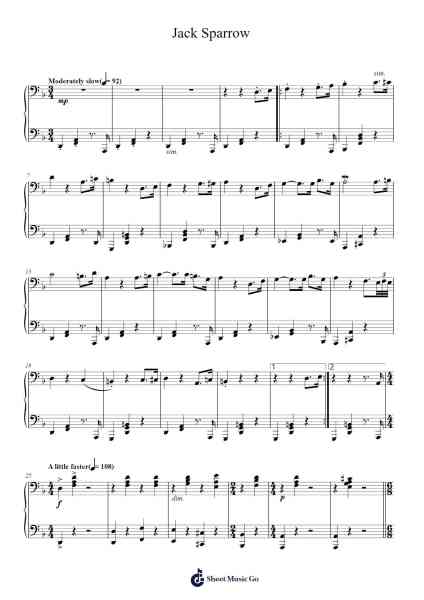 Jack Sparrow Sheet Music by Hans Zimmer-Arr.Hufaithe Deantate