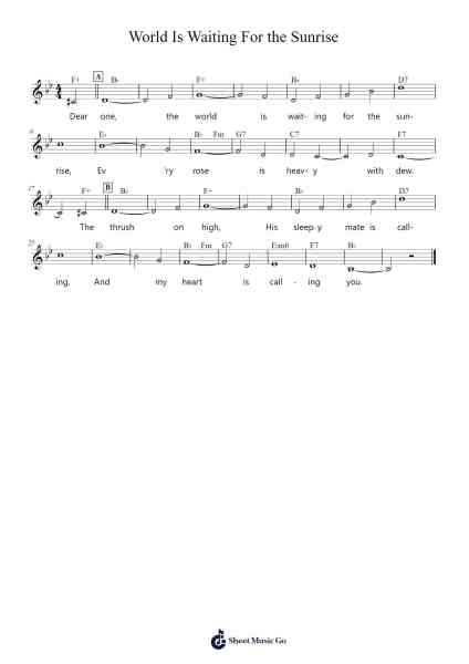 World Is Waiting For the Sunrise Sheet Music by Eugene Lockhart-Arr.Hawroll Quilrel