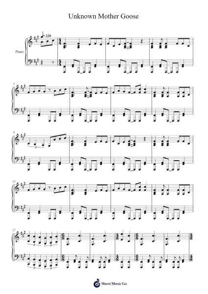 Unknown Mother Goose Sheet Music by wowaka-Arr.Francesyves