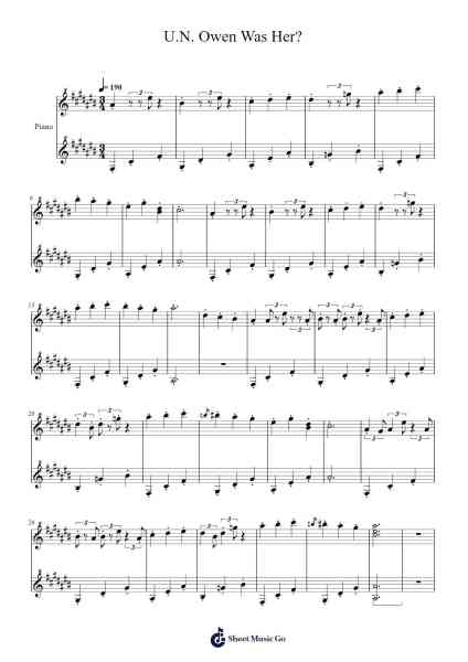 U.N. Owen Was Her? Sheet Music by ZUN-Arr.Herloyd