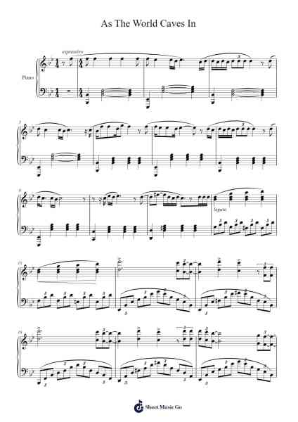As The World Caves In Sheet Music by Matt Maltese-Arr.Duttcash Cornie