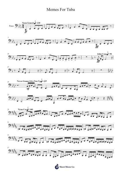 Memes For Tuba Sheet Music by Various Artists-Arr.Chadving