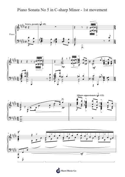 Piano Sonata No 5 in C-sharp Minor - 1st movement Sheet Music by Luyer Trisnence-Arr.Jecie Youngjean
