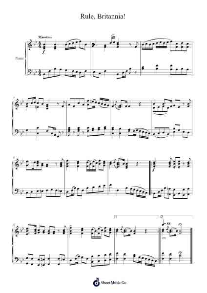 Rule, Britannia! Sheet Music by Thomas Augustine Arne-Arr.Rhotab