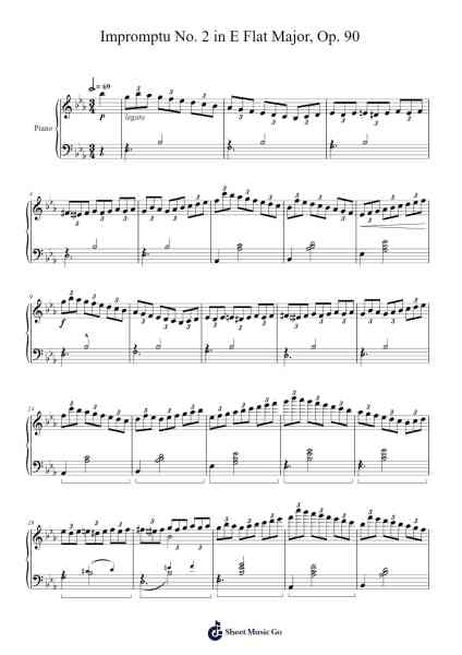 Impromptu No. 2 in E Flat Major, D. 899, Op. 90 Sheet Music by Franz Schubert-Arr.Bartblack Jobky